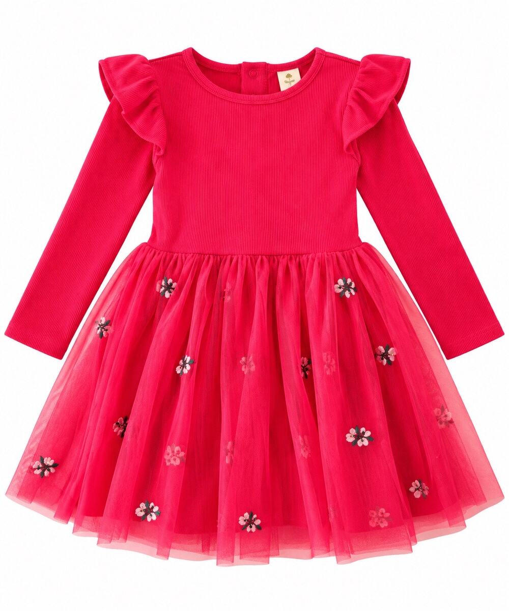 Charming Tucker + Tate Red Embroidered Tulle Dress - 18M